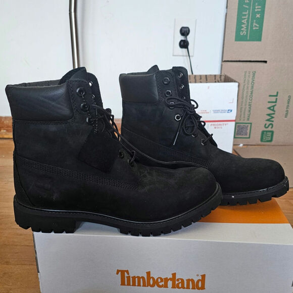 Timberland Mens Black Suede Boots Size 9M - Picture 3 of 9